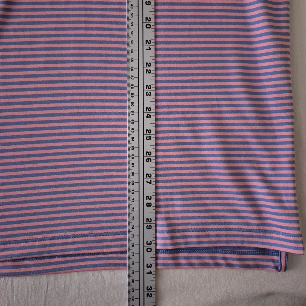 J. Crew Performance Polo Shirt Mens XL Pink Blue Striped Short Sleeve CE838 Golf